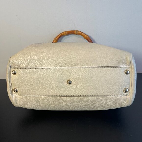 GUCCI Bamboo Shopper Ivory Leather 2way Satchel Bag - Preowned - Picture 4 of 16